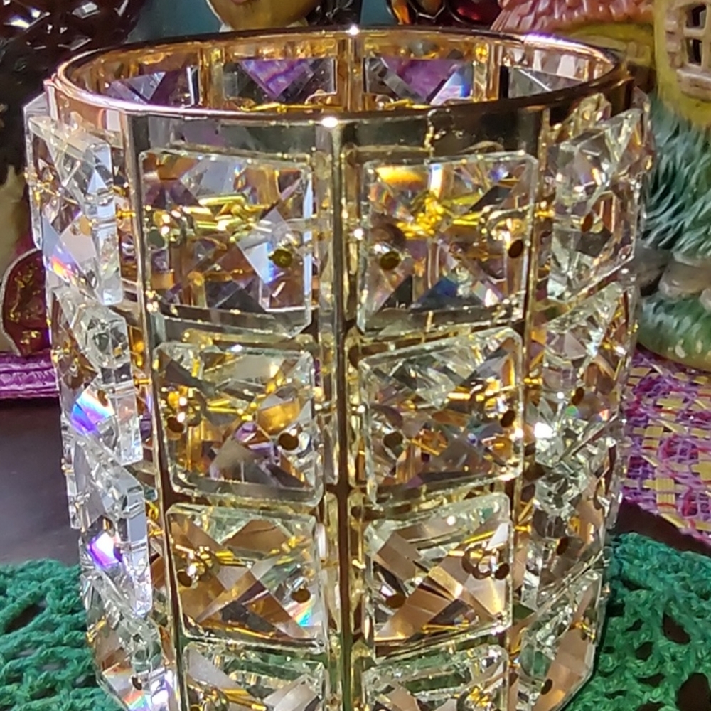 2 Pretty Candle holders - Golds and crystal type..Mothers Day birthday